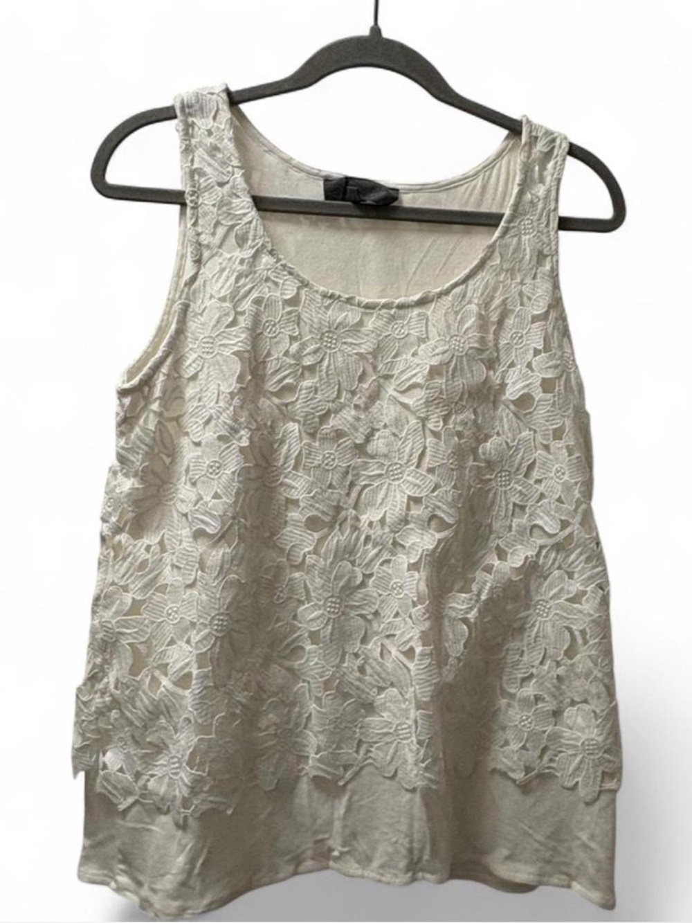 Sunday in Brooklyn Cream Floral Lace Overlay Tank